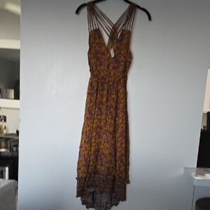 American Rag Floral High Low Dress in Mustard and Plum